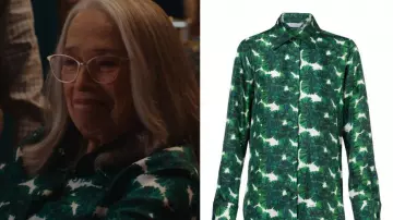 Matlock S2 Madeline Matlock Green Printed Blouse worn by Madeline 'Matty' Matlock (Kathy Bates) in Matlock (S02)
