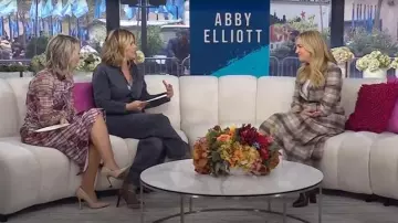 Argent Godet Wool Skirt worn by Abby Elliott as seen in Today with Jenna & Friends on November 7, 2025