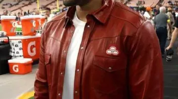 Chaqueta de cuero roja usada por Kevin Miles en Seattle Seahawks v Arizona Cardinals