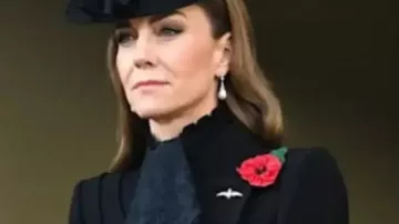 Kate Middleton 2025 National Service Of Remembrance Coat Dress of Catherine, Duchess of Cambridge in Princess Catherine Looks SOMBRE & ELEGANT in Sweet Tribute Jewels at Remembrance Sunday 2025