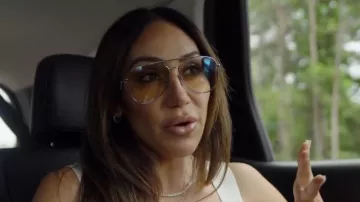Ray Ban Aviator Titanium Optics worn by Melissa Gorga as seen in Wife Swap: The Real Housewives Edition (S01E02)