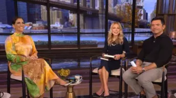 Helmstedt Emma Printed Silk Midi Dress worn by Suleika Jaouad as seen in LIVE with Kelly and Mark on November 5, 2025