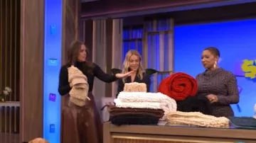 Cinq a Sept Veena Vegan Leather Midi-Skirt worn by Monica Mangini as seen in LIVE with Kelly and Mark on November 6, 2025