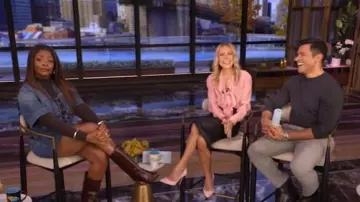 Stella McCartney Blue Lace-Up Denim Minidress worn by Kelly Ripa as seen in LIVE with Kelly and Mark on November 7, 2025