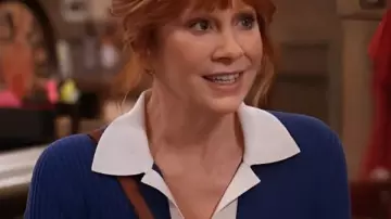 Happy’s Place S2 Reba McEntire Rib Polo Sweater worn by Bobbie (Reba McEntire) as seen in Happy's Place (S01)