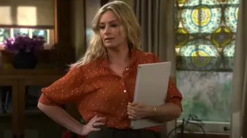 Ba&sh Mimi Shirt worn by Gemma Johnson (Beth Behrs) as seen in The Neighborhood (S08E05)