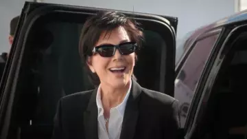 Bottega Veneta Rectangular Squared Sunglasses worn by Kris Jenner as seen in The Kardashians (S07E03)