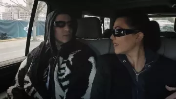 Kapital Bone Boa Reversible Printed Fleece and Nylon Jacket worn by (Travis Barker) as seen in The Kardashians (S07E03)
