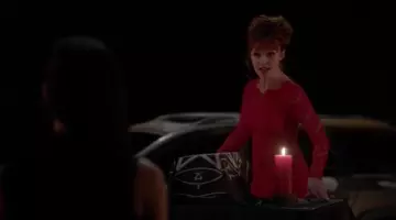 The red dress of Rowena MacLeod (Ruth Connell) in Supernatural S11E03