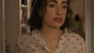 I Love LA Rachel Sennott Cherries Printed Blouse worn by Maia (Rachel Sennott) in I Love LA (S01)