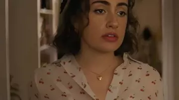I Love LA Rachel Sennott Cherries Printed Blouse worn by Maia (Rachel Sennott) in I Love LA (S01)