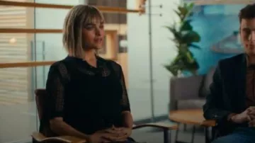 Nili Lotan Kenza Polo Knit Top worn by Dr. Ingrid Derian (Eve Harlow) as seen in Watson (S02E05)