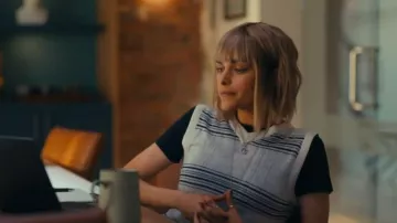 Vince Featherweight Plaid Wool Sweater Vest worn by Dr. Ingrid Derian (Eve Harlow) as seen in Watson (S02E05)