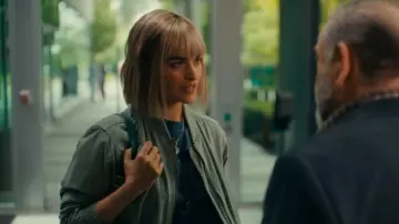 Pilcro Canvas Cropped Bomber Jacket worn by Dr. Ingrid Derian (Eve Harlow) as seen in Watson (S02E05)