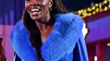 AJ Odudu Carnaby Christmas Lights Switch On Blue Leather Coat