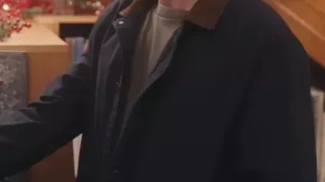 The Christmas Ring 2025 Ben Miller Black Cotton Jacket worn by Ben Miller (Ben Hollingsworth) in Karen Kingsbury's The Christmas Ring