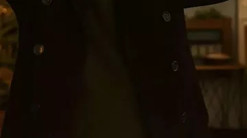 The Christmas Ring 2025 Kelsey Grammer Black Wool Coat worn by Mr. Miller (Kelsey Grammer) in Karen Kingsbury's The Christmas Ring