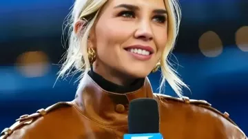 Charissa Thompson Raiders Vs Broncos Belted Leather Coat in Charissa talks Oakland vs Denver