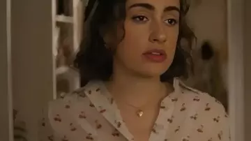 I Love LA S01 Rachel Sennott Cherry Print Shirt worn by Maia (Rachel Sennott) as seen in I Love LA (S01)