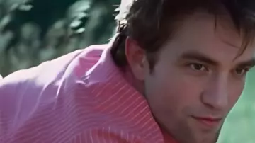 Die My Love Jackson Pink Pinstriped Shirt worn by Jackson (Robert Pattinson) as seen in Die My Love