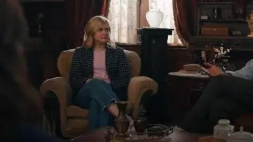 Ichi Plaid Blazer worn by Samantha Arondekar (Rose McIver) as seen in Ghosts (S05E04)
