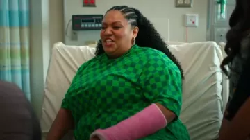 Dressed in Lala Lex Ribbed Oversize T-Shirt & High Waist Crop Pants Set worn by Destiny (X Mayo) as seen in Loot (S03E06)