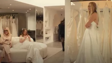 Robe charleston Amsale portée par Morgan (Justine Lupe) comme on le voit dans Nobody Wants This (S02E07)