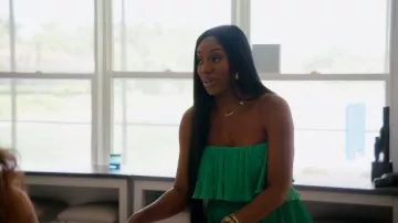 JLUXLABEL Vestido verde Casa Blanca con volantes usado por Wendy Osefo como se ve en Wife Swap: The Real Housewives Edition (S01E04)