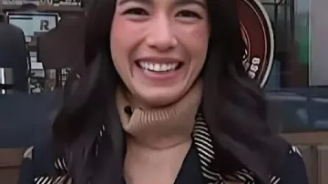 Check Coat worn by Emilie Ikeda as seen in The Today Show 2025