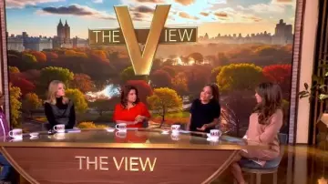 Staud Amelie Ruched Midi Dress worn by Ana Navarro as seen in The View on  November 11, 2025