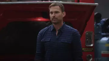 Rails Powell shirt Blue Jay Royal worn by Gabriel (Seann William Scott) as seen in Shifting Gears (S02E04)