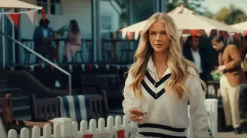Mango Contrasting V Neck Sweater worn by Livvy Barker as seen in Made in Chelsea (S30E06)