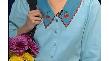 Cherry Print Collar Blue Blouse worn by (Molly Hunter) in Today (S67)