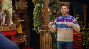 Bonobos Critter Fair Isle Pull en laine mélangée porté par Jonathan Bennett comme on le voit dans Finding Mr. Christmas (S02E01)