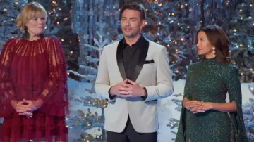Savile Row Co Satin Lapel Velvet Blazer worn by Jonathan Bennett as seen in Finding Mr. Christmas (S02E02)