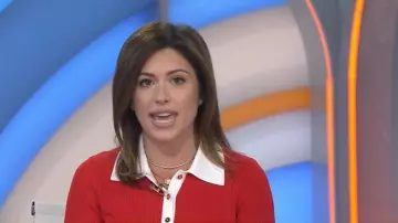 Alice + Olivia Martha Polo de punto acanalado usado por Chloe Melas como se ve en Today el 12 de noviembre de 2025