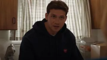 Carhartt Work In Progress Hooded Ingo Sweatshirt in Dark Blue worn by Evan Buckley (Oliver Stark) as seen in 9-1-1 (S09E05)