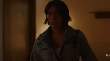 Co Denim Jacket in Mid Denim worn by Athena Grant (Angela Bassett) as seen in 9-1-1 (S09E05)
