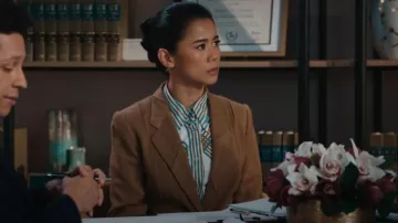 Yigal Azrouel Golden Tan Wool Blend Blazer worn by Sarah Franklin (Leah Lewis) as seen in Matlock (S02E05)