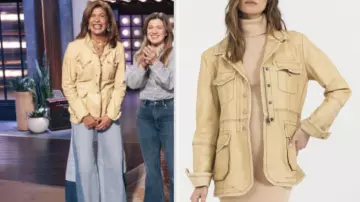Hoda Kotb The Today Show 2025 Beige Leather Jacket worn by (Hoda Kotb) in Today (S67)