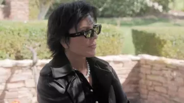 Bottega Veneta Eyewear Rectangle Frame Sunglasses worn by Kris Jenner as seen in The Kardashians (S07E04)