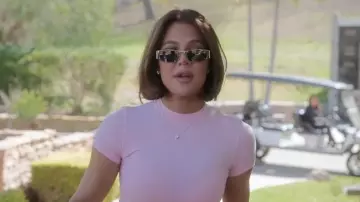 Saint Laurent SL 738 Rectangular Sunglasses worn by Khloé Kardashian as seen in The Kardashians (S07E04)
