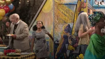 Truce Kids' Starburst Effect Denim Sheath Dress In Black worn by Lisa (Braxton Paul) as seen in Crutch (S01E08)