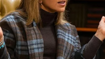 Kate Garraway Celebrity Plaid Coat worn by kate garraway (Kate Garraway) in The Celebrity Traitors (S01E05)