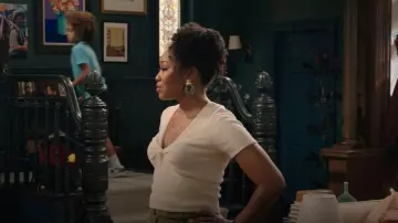 Derek Lam 10 Crosby Leanna Twist-front Cotton-blend Top worn by Jamilah (Adrianna Mitchell) as seen in Crutch (S01E08)