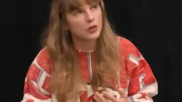 Taylor Swift KC Chiefs Sweatshirt of Taylor Swift in Taylor Swift | The End of an Era | Official Trailer | Disney+