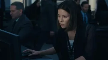 Veronica Beard Ezinna Striped Knit Tank worn by Elise Taylor (Vedette Lim) as seen in FBI (S08E02)