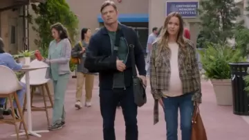 Favorite Daughter Countryside Plaid Cropped Charles Belted Trench Jacket worn by Jo Wilson (Camilla Luddington) as seen in Grey's Anatomy (S22E05)