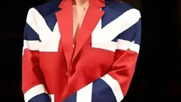 Union Jack Print Blazer worn by Sydnie Christmas in Aldwych Theatre