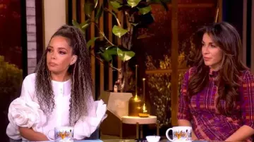 Carolina Herrera Silk Gazar Rosette-Sleeve Button-Front Blouse worn by Sunny Hostin as seen in The View on November 13, 2025